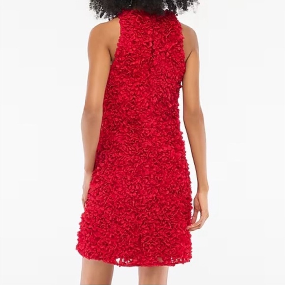 J Crew Factory Rosette mini dress in Deep Ruby Red size 0 NWT CE631 textured - Picture 2 of 11
